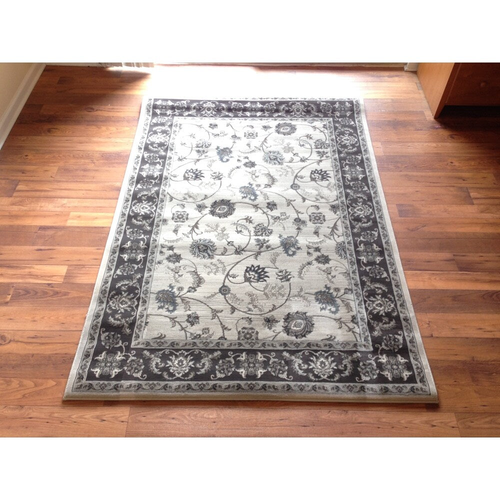 Traditional High Quality Area Rug Grey Oriental Floral Rug