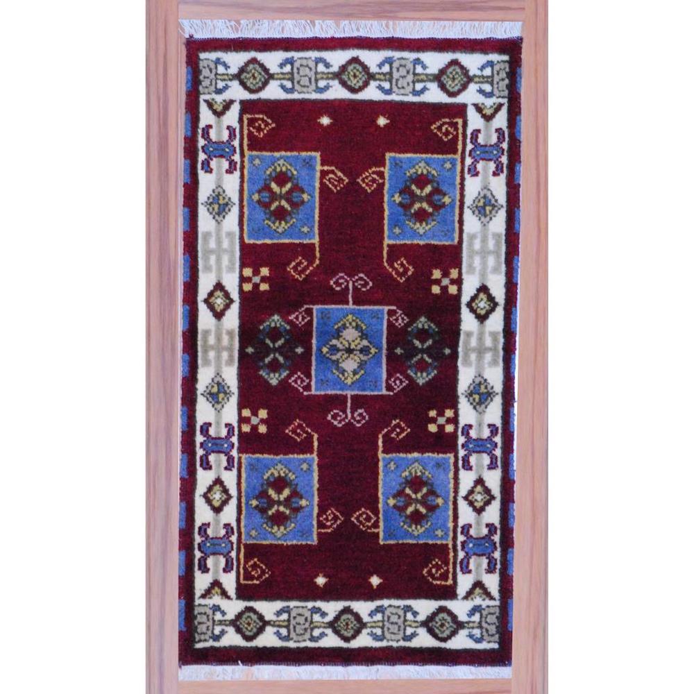 Handmade Kazak Wool Rug (India) - 2'2 x 4'