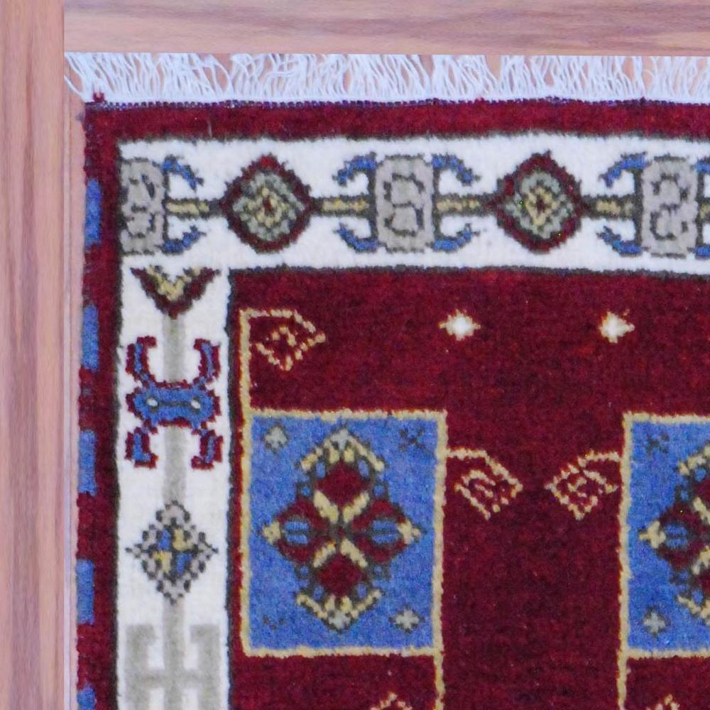 Handmade Kazak Wool Rug (India) - 2'2 x 4'