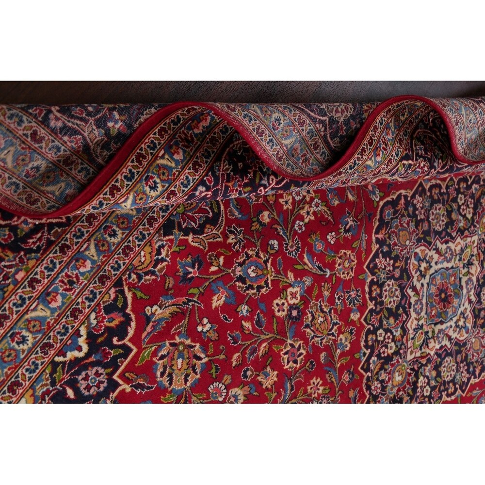Traditional Kashan Hand Knotted Vintage Wool Oriental Persian Area Rug - 13'6" x 10'5"