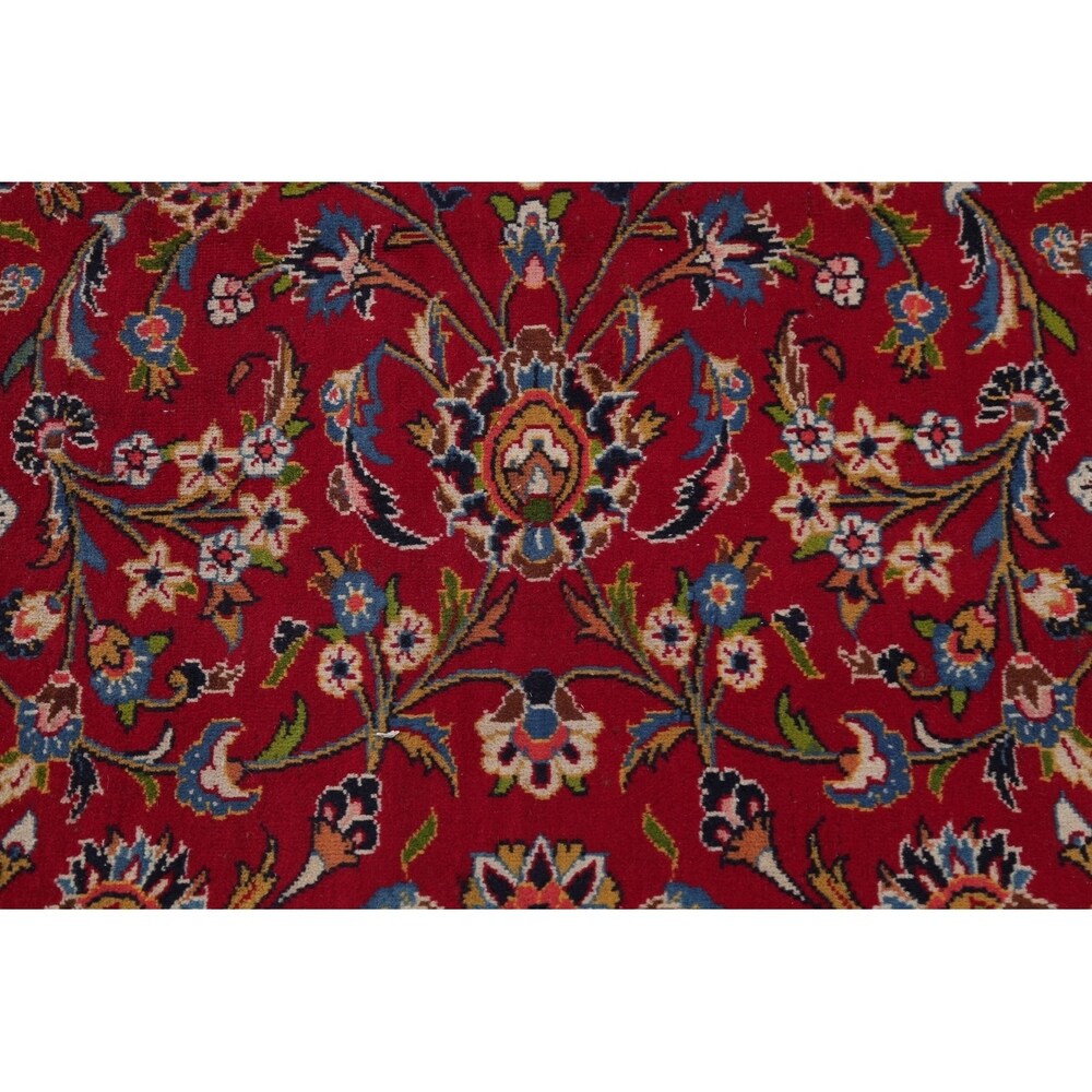 Traditional Kashan Hand Knotted Vintage Wool Oriental Persian Area Rug - 13'6" x 10'5"