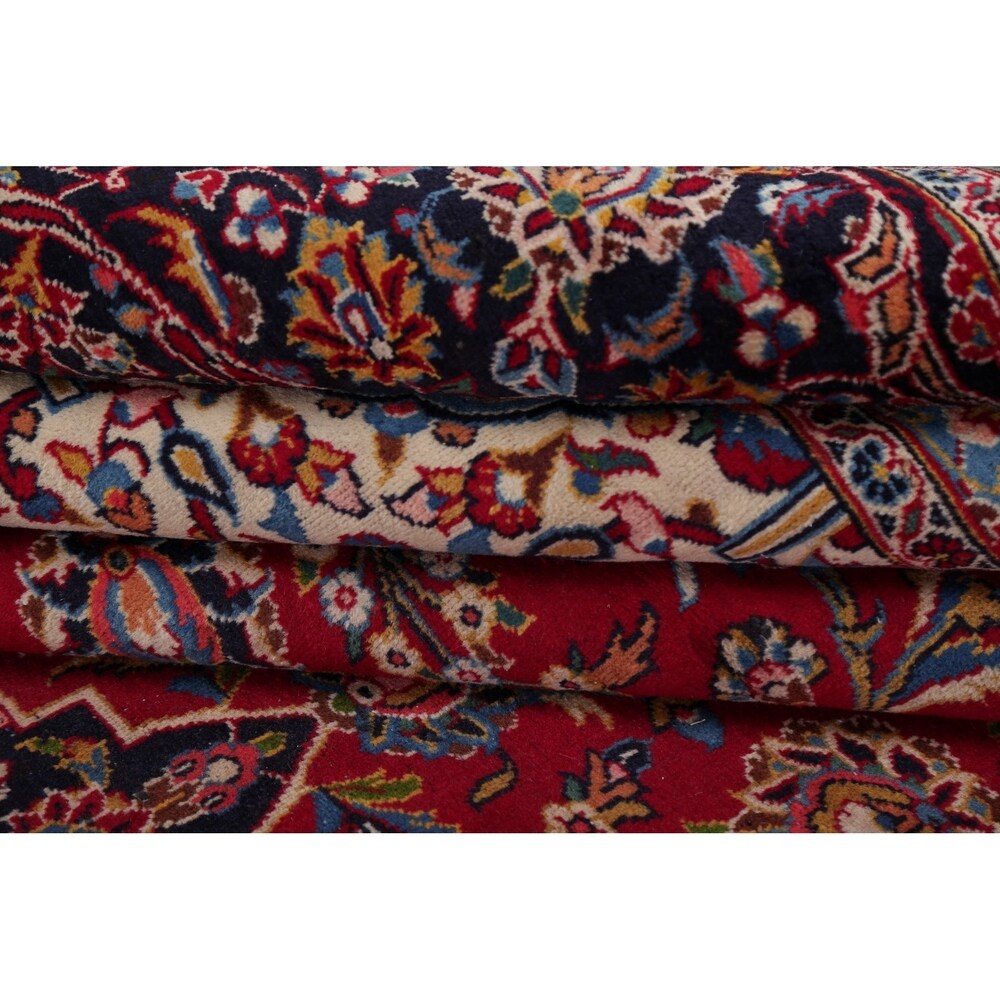 Traditional Kashan Hand Knotted Vintage Wool Oriental Persian Area Rug - 13'6" x 10'5"