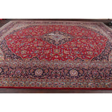 Traditional Kashan Hand Knotted Vintage Wool Oriental Persian Area Rug - 13'6" x 10'5"
