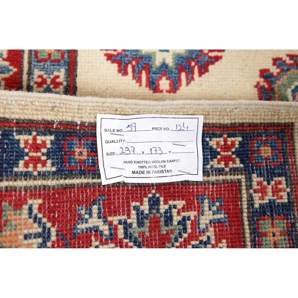 Traditional Kazak-Chechen Hand Knotted Pakistan Oriental Area Rug - 7'10" x 5'9"