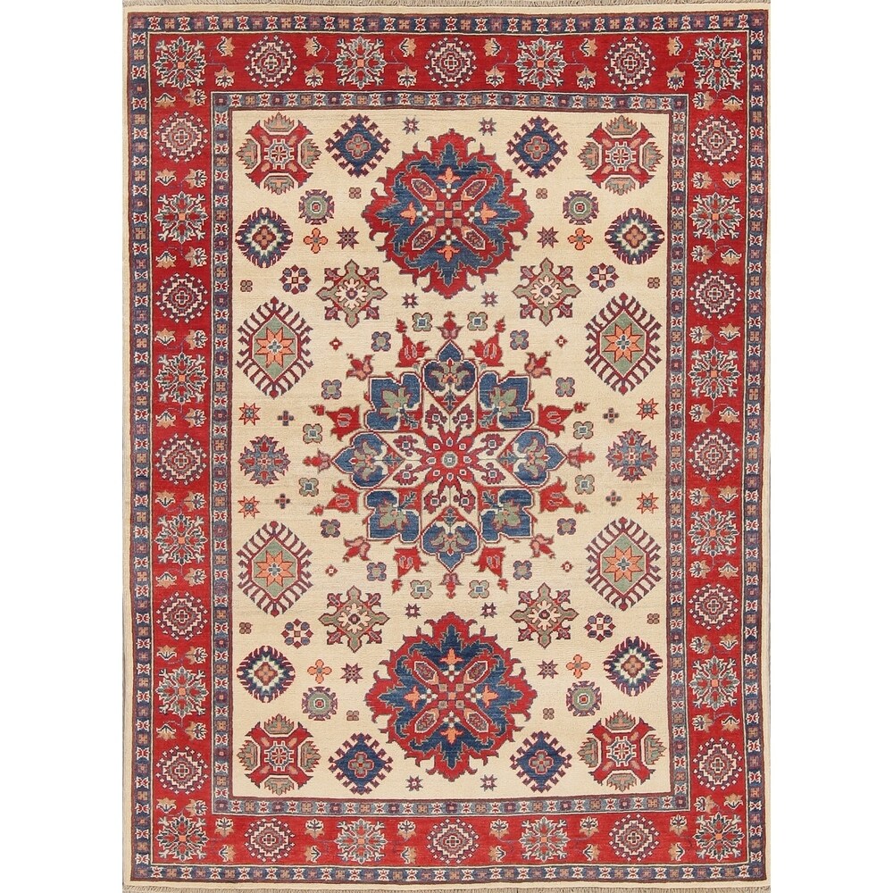 Traditional Kazak-Chechen Hand Knotted Pakistan Oriental Area Rug - 7'10" x 5'9"
