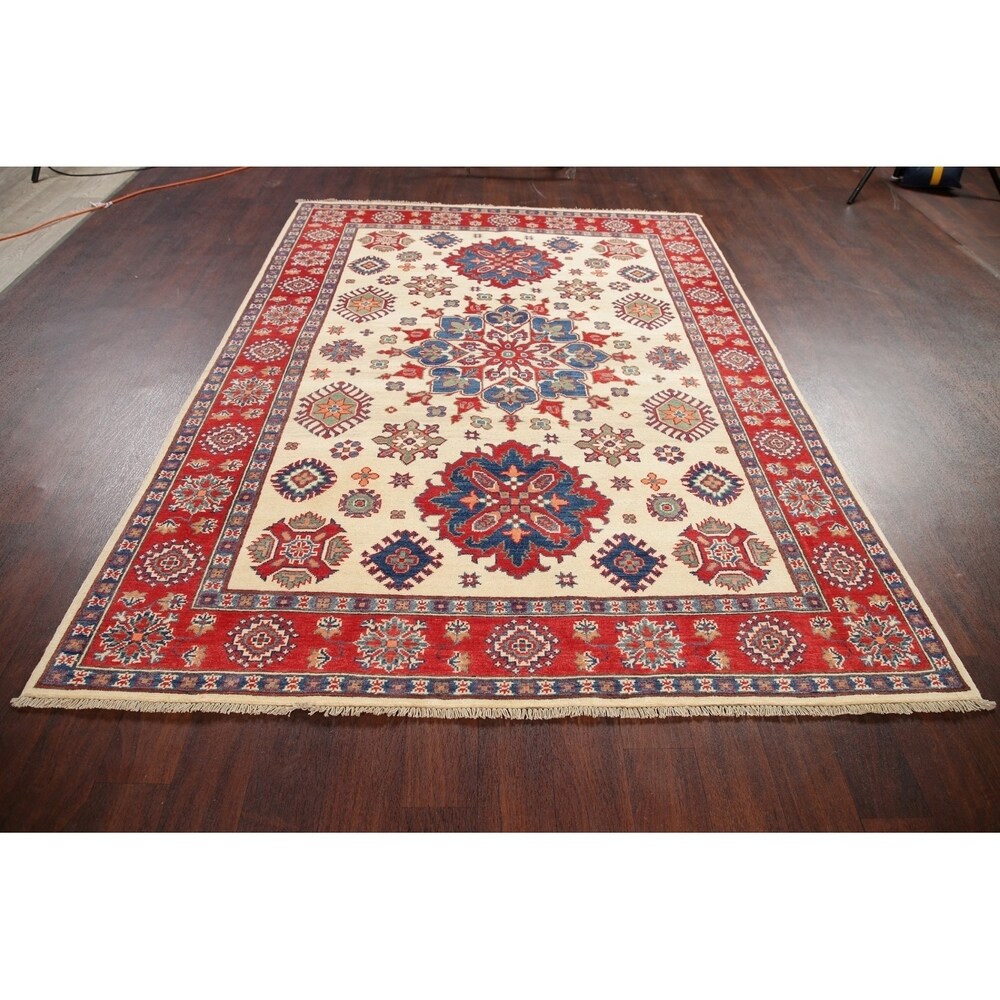 Traditional Kazak-Chechen Hand Knotted Pakistan Oriental Area Rug - 7'10" x 5'9"