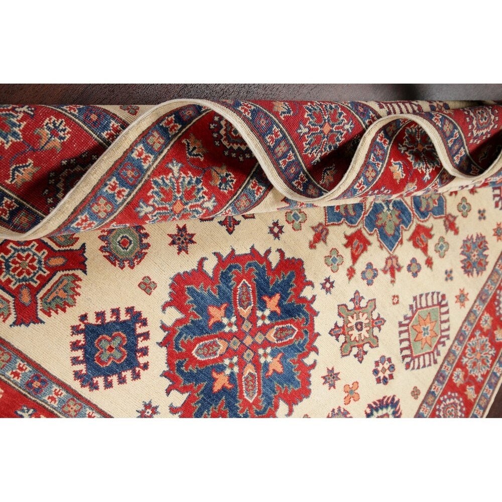 Traditional Kazak-Chechen Hand Knotted Pakistan Oriental Area Rug - 7'10" x 5'9"