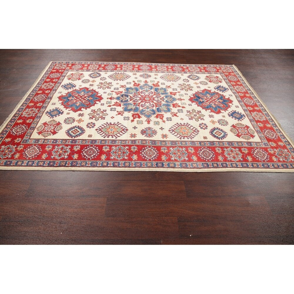 Traditional Kazak-Chechen Hand Knotted Pakistan Oriental Area Rug - 7'10" x 5'9"