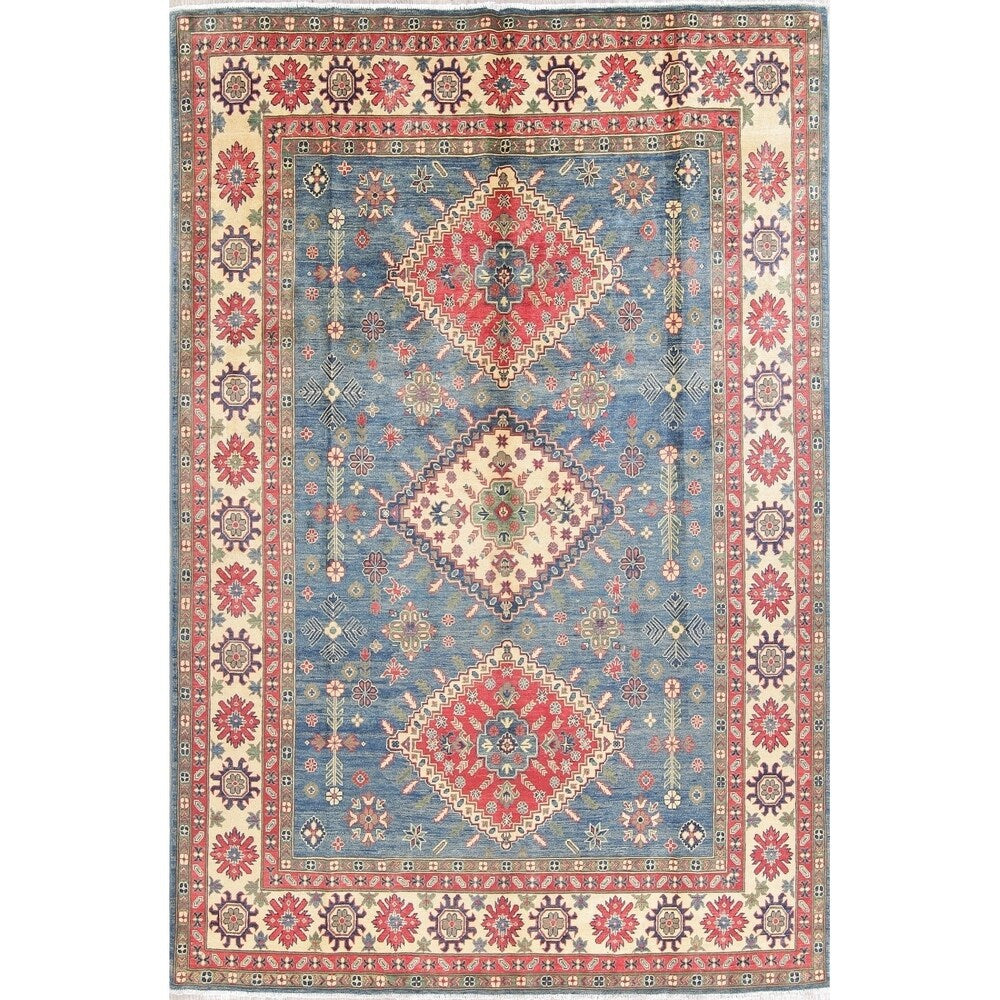 Traditional Kazak Diamond Oriental Handmade Wool Pakistani Area Rug - 10'8" x 7'9"