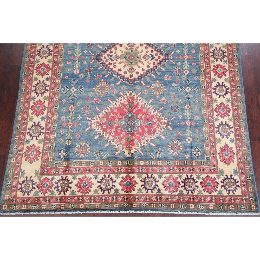 Traditional Kazak Diamond Oriental Handmade Wool Pakistani Area Rug - 10'8" x 7'9"