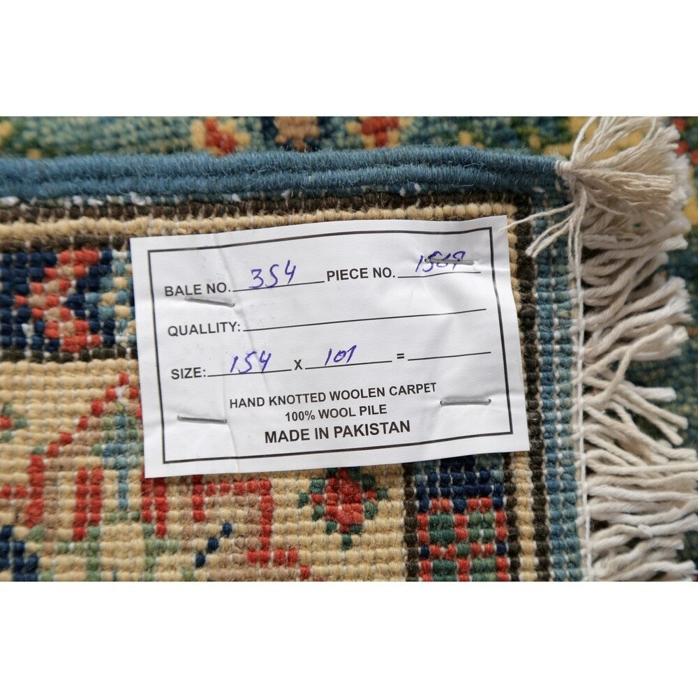 Traditional Kazak Hand Knotted Carpet Wool Pakistani Area Rug - 5'1" x 3'4"