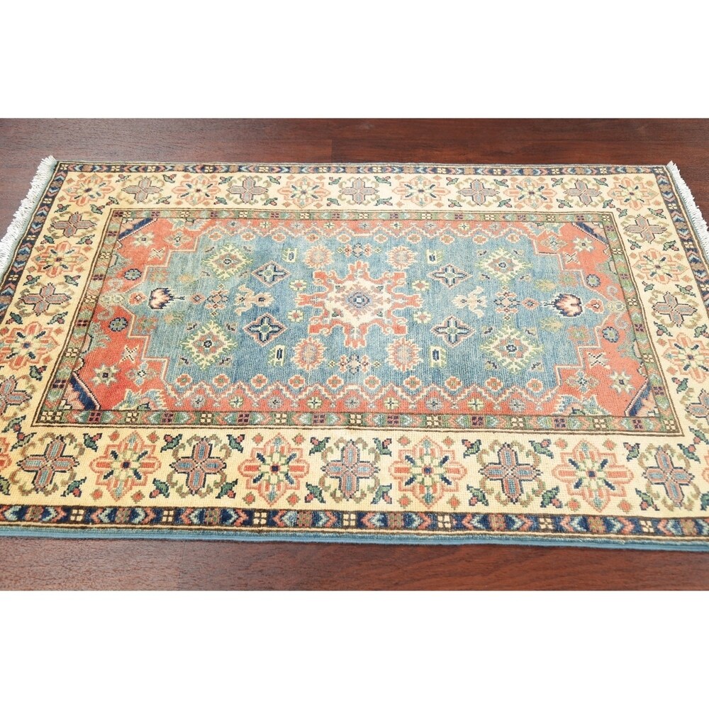 Traditional Kazak Hand Knotted Carpet Wool Pakistani Area Rug - 5'1" x 3'4"