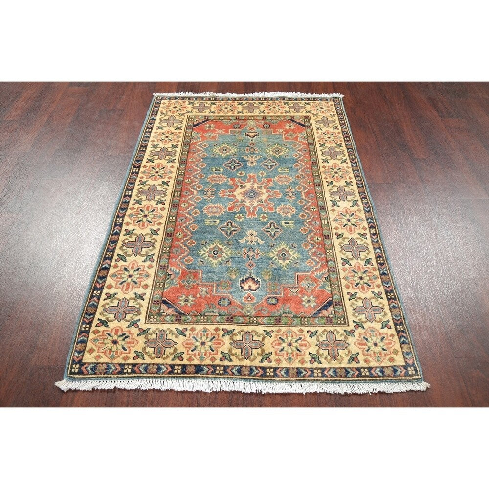 Traditional Kazak Hand Knotted Carpet Wool Pakistani Area Rug - 5'1" x 3'4"