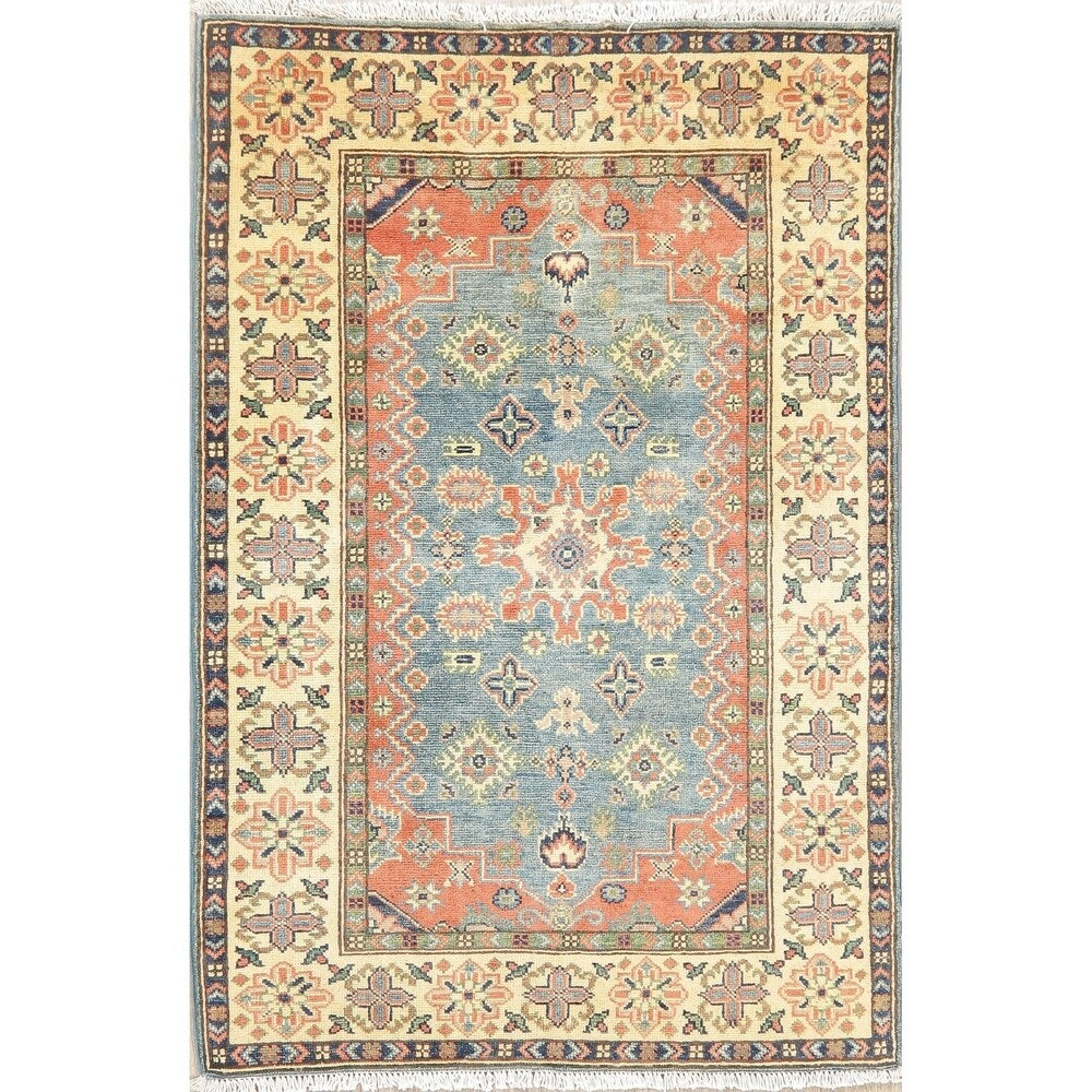 Traditional Kazak Hand Knotted Carpet Wool Pakistani Area Rug - 5'1" x 3'4"