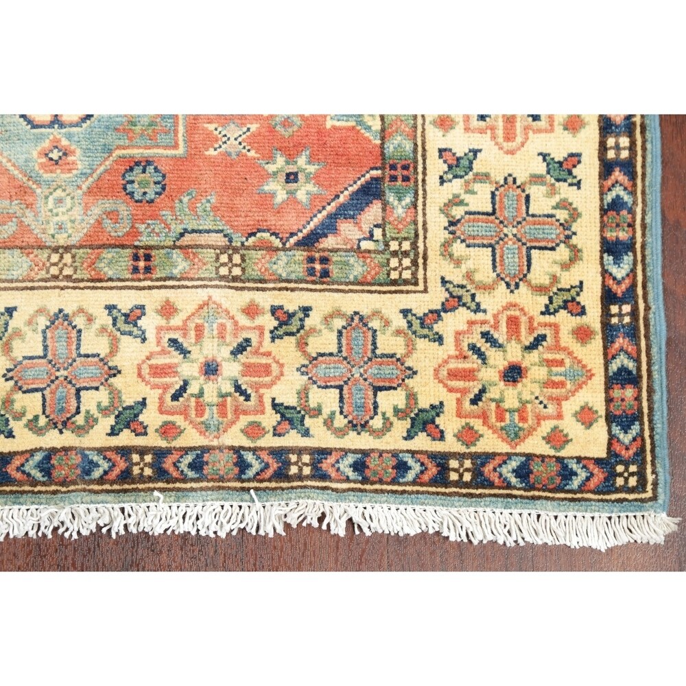 Traditional Kazak Hand Knotted Carpet Wool Pakistani Area Rug - 5'1" x 3'4"