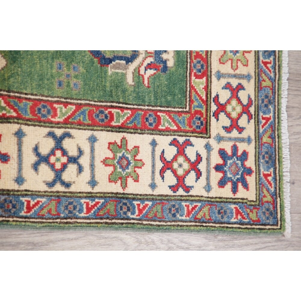 Traditional Kazak Hand Knotted Wool Carpet Oriental Pakistani Area Rug - 5'10" x 3'11"