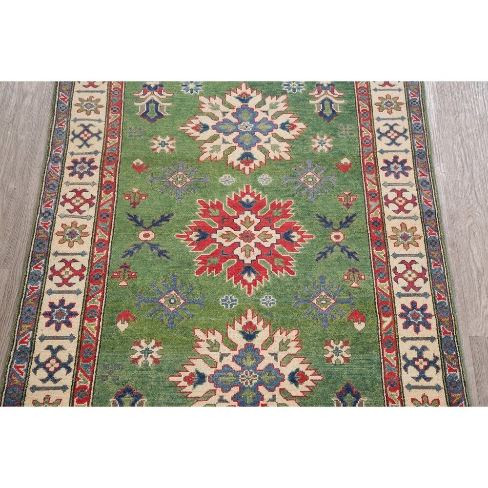 Traditional Kazak Hand Knotted Wool Carpet Oriental Pakistani Area Rug - 5'10" x 3'11"