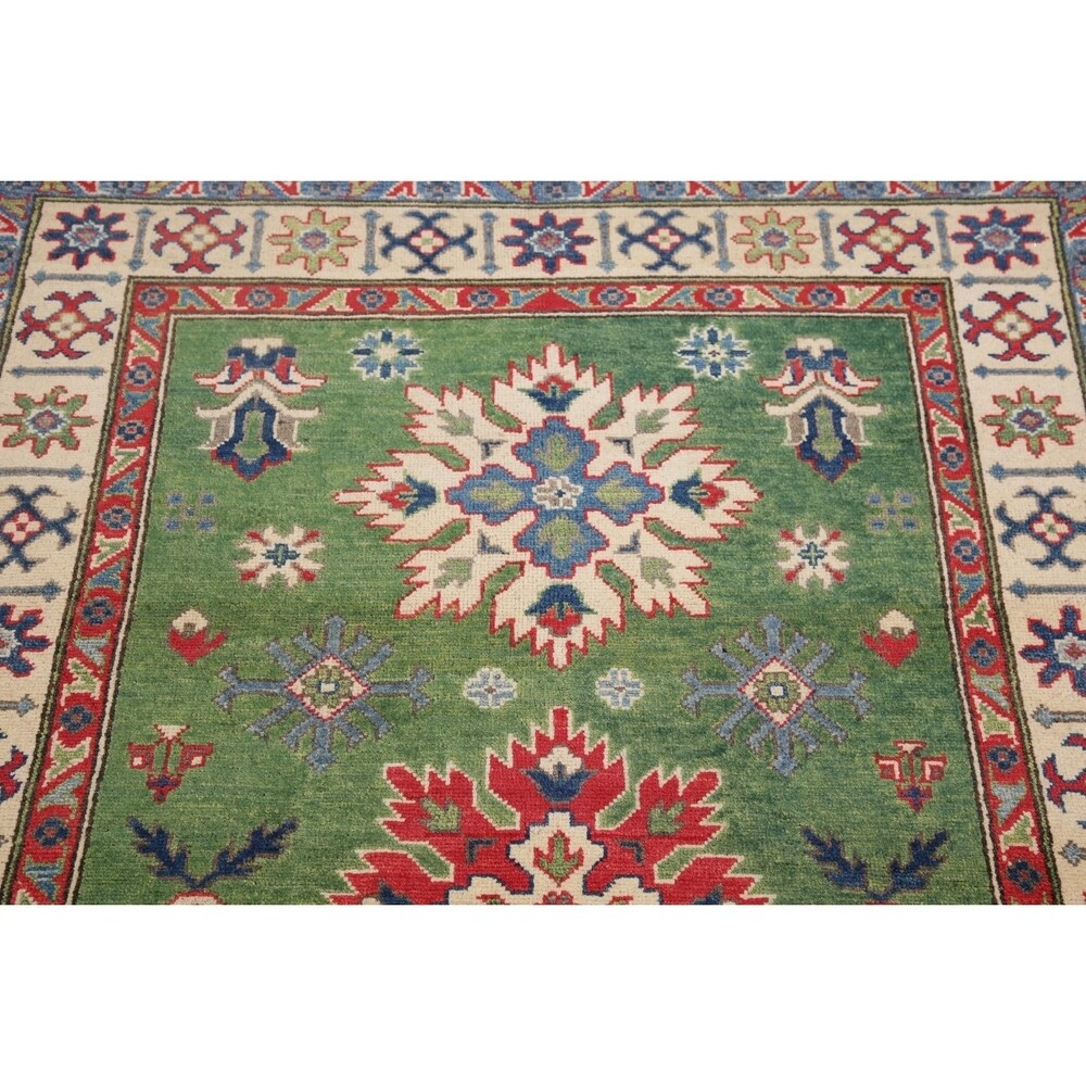 Traditional Kazak Hand Knotted Wool Carpet Oriental Pakistani Area Rug - 5'10" x 3'11"