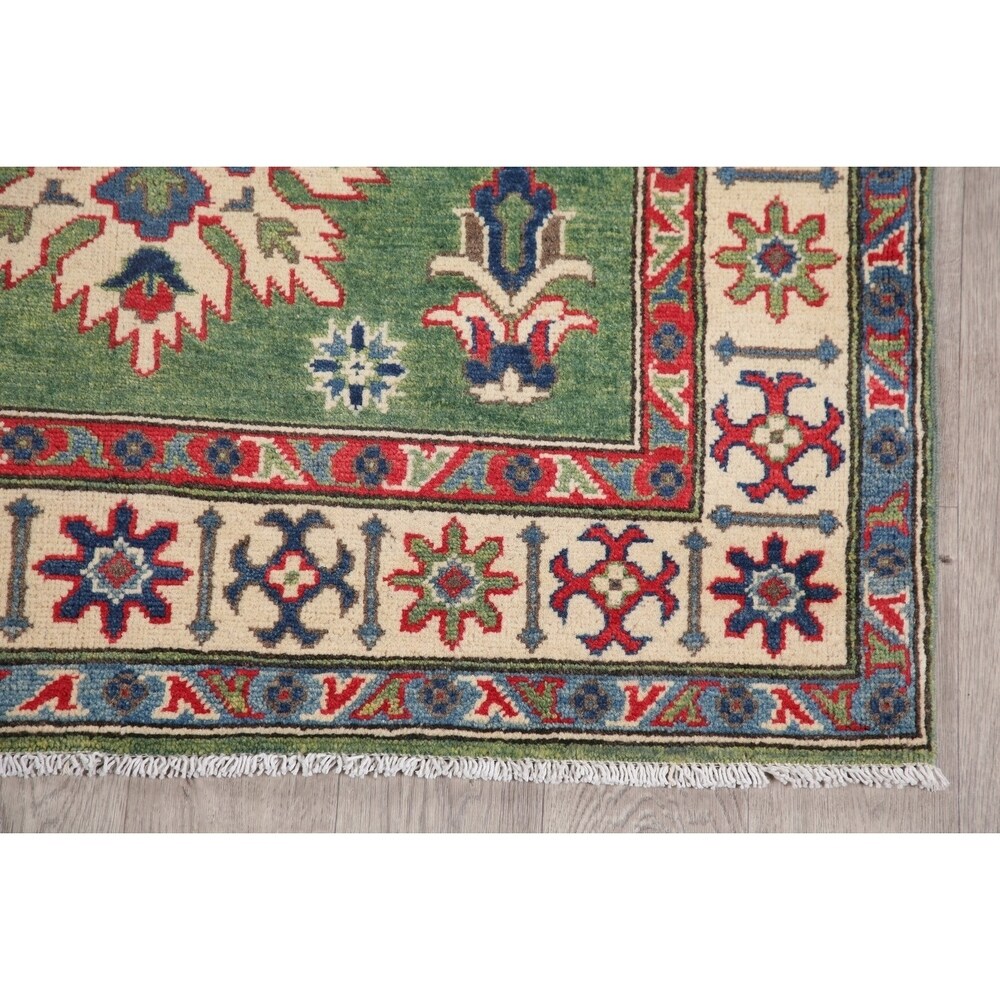 Traditional Kazak Hand Knotted Wool Carpet Oriental Pakistani Area Rug - 5'10" x 3'11"