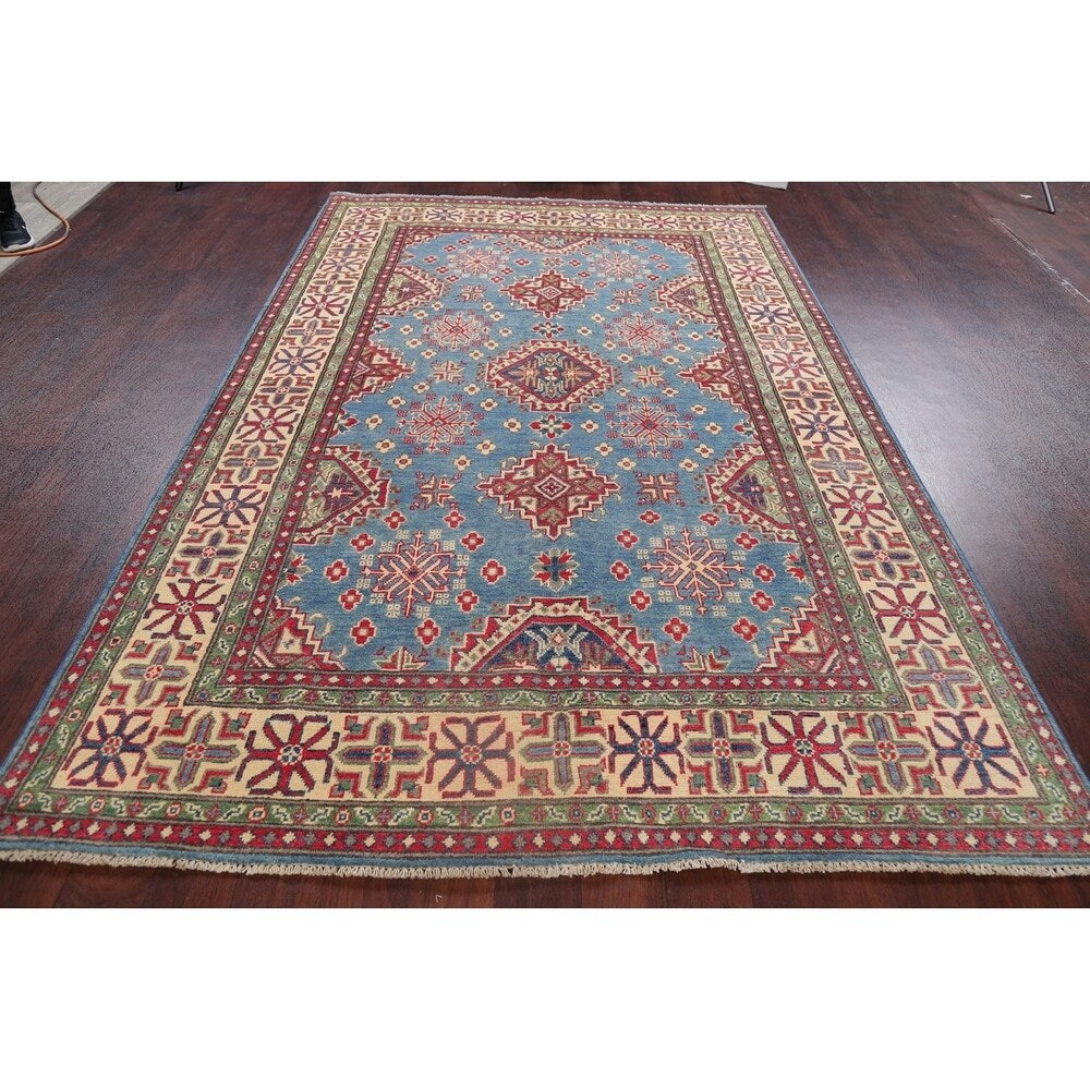 Traditional Kazak Hand Knotted Wool Oriental Pakistani Area Rug - 8'10" x 5'10"