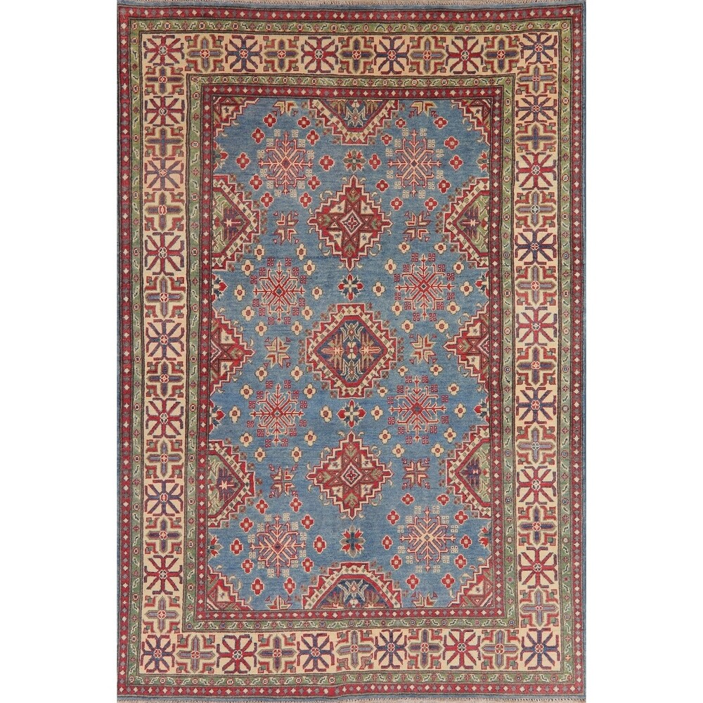Traditional Kazak Hand Knotted Wool Oriental Pakistani Area Rug - 8'10" x 5'10"