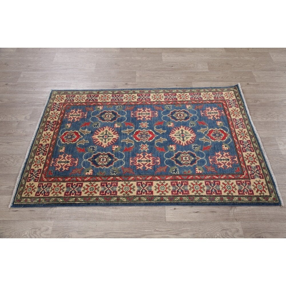 Traditional Kazak Oriental Carpet Pakistani Hand Knotted Wool Area Rug - 5'0" x 3'3"