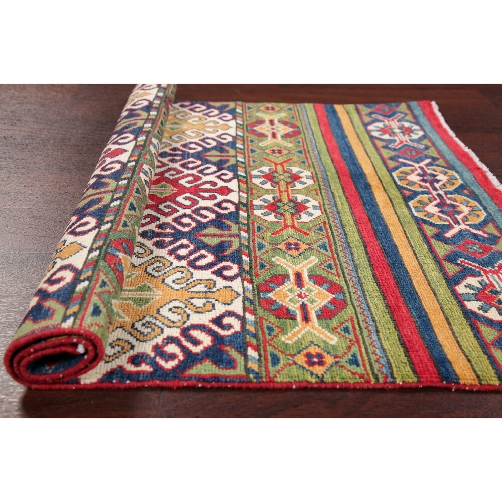 Traditional Kazak Oriental Hand Knotted Wool Pakistani Area Rug - 4'0" x 2'10"