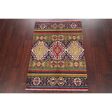 Traditional Kazak Oriental Hand Knotted Wool Pakistani Area Rug - 4'0" x 2'10"
