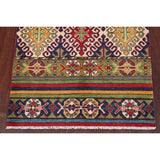 Traditional Kazak Oriental Hand Knotted Wool Pakistani Area Rug - 4'0" x 2'10"