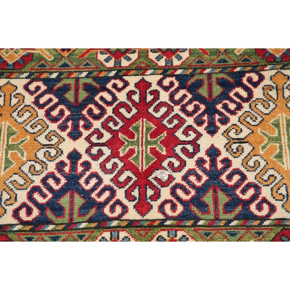 Traditional Kazak Oriental Hand Knotted Wool Pakistani Area Rug - 4'0" x 2'10"
