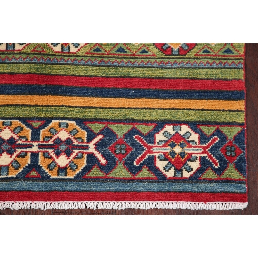 Traditional Kazak Oriental Hand Knotted Wool Pakistani Area Rug - 4'0" x 2'10"