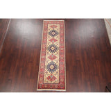 Traditional Kazak Oriental Hand Knotted Wool Pakistani Rug - 8'4" x 2'7" Runner