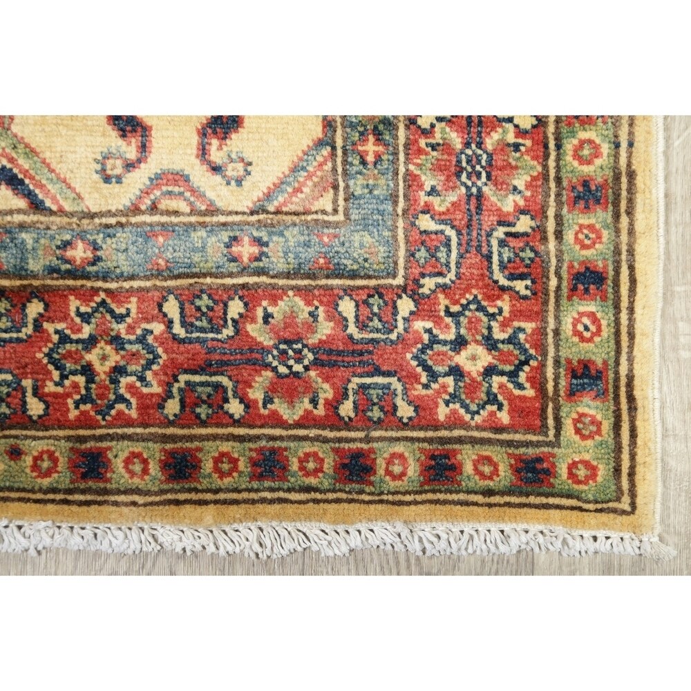Traditional Kazak Oriental Hand Knotted Wool Pakistani Rug - 9'7" x 2'9" Runner