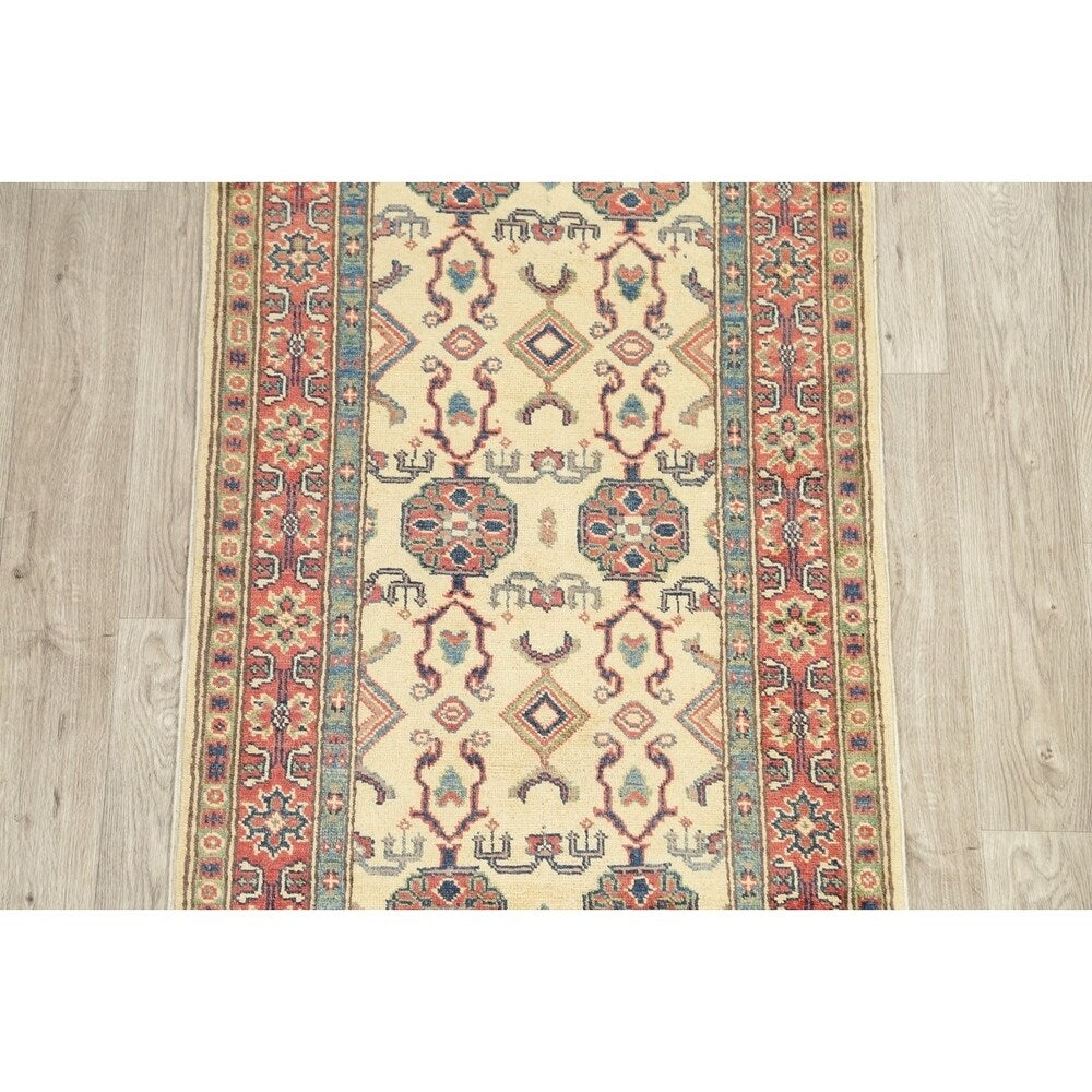 Traditional Kazak Oriental Hand Knotted Wool Pakistani Rug - 9'7" x 2'9" Runner
