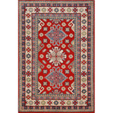 Traditional Kazak Oriental Rug Hand-Knotted Geometric Wool Carpet - 2'8"x 4'0"