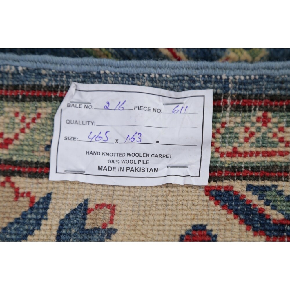 Traditional Kazak Pakistani Rug Oriental Hand Knotted Wool Carpet - 15'3" x 5'4" Runner