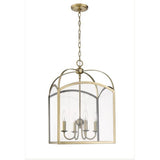 Traditional Large 4-L Pendant Lantern in Aged Brass 15"W x 24"H