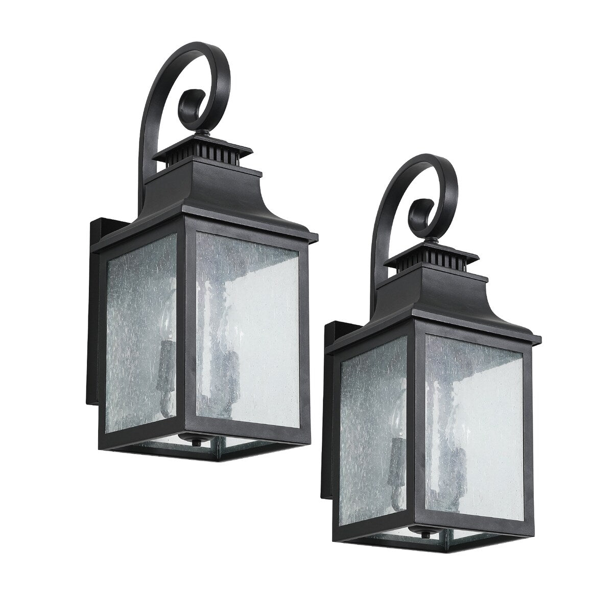 Traditional Large Outdoor Wall Lamps With Clear Bubble Glass lampshades, 2 pc