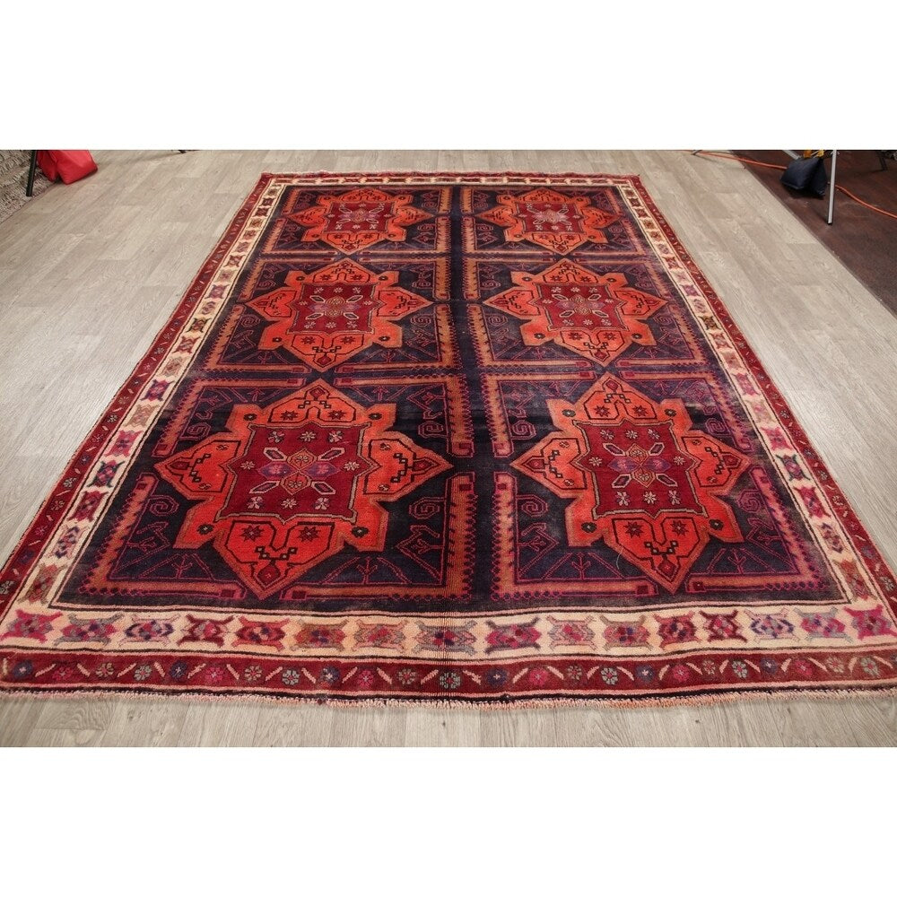 Traditional Lori Oriental Vintage Hand Knotted Persian Wool Area Rug - 9'8" x 6'9"