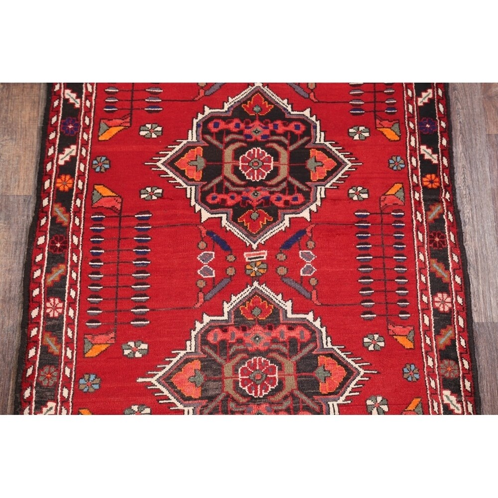 Traditional Malayer Hamedan Handmade Persian Wool Rug - 10'5" x 3'7" runner