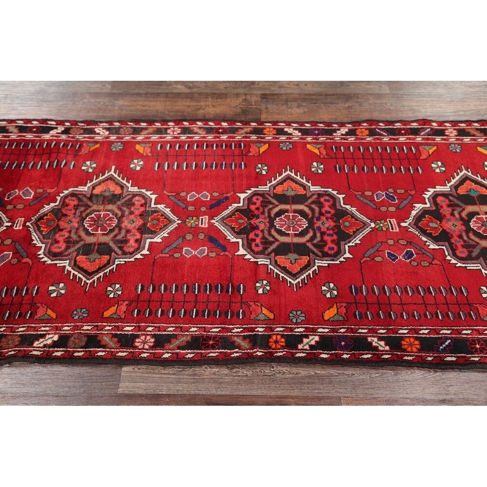 Traditional Malayer Hamedan Handmade Persian Wool Rug - 10'5" x 3'7" runner