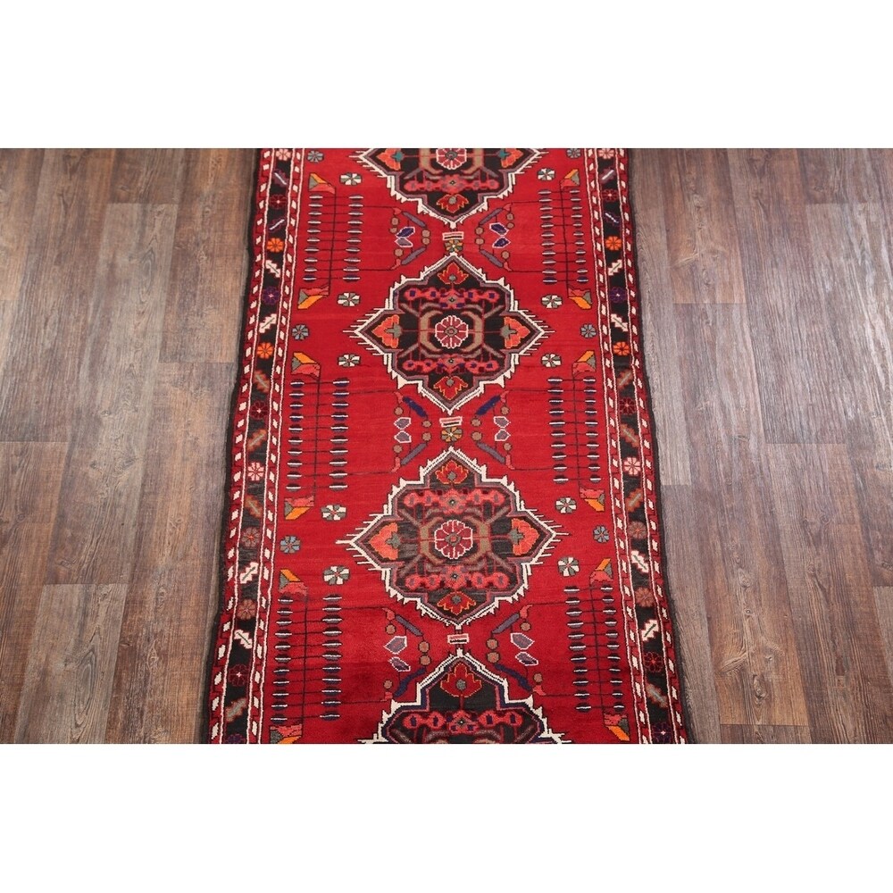 Traditional Malayer Hamedan Handmade Persian Wool Rug - 10'5" x 3'7" runner