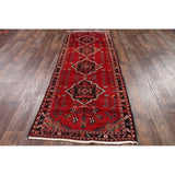 Traditional Malayer Hamedan Handmade Persian Wool Rug - 10'5" x 3'7" runner