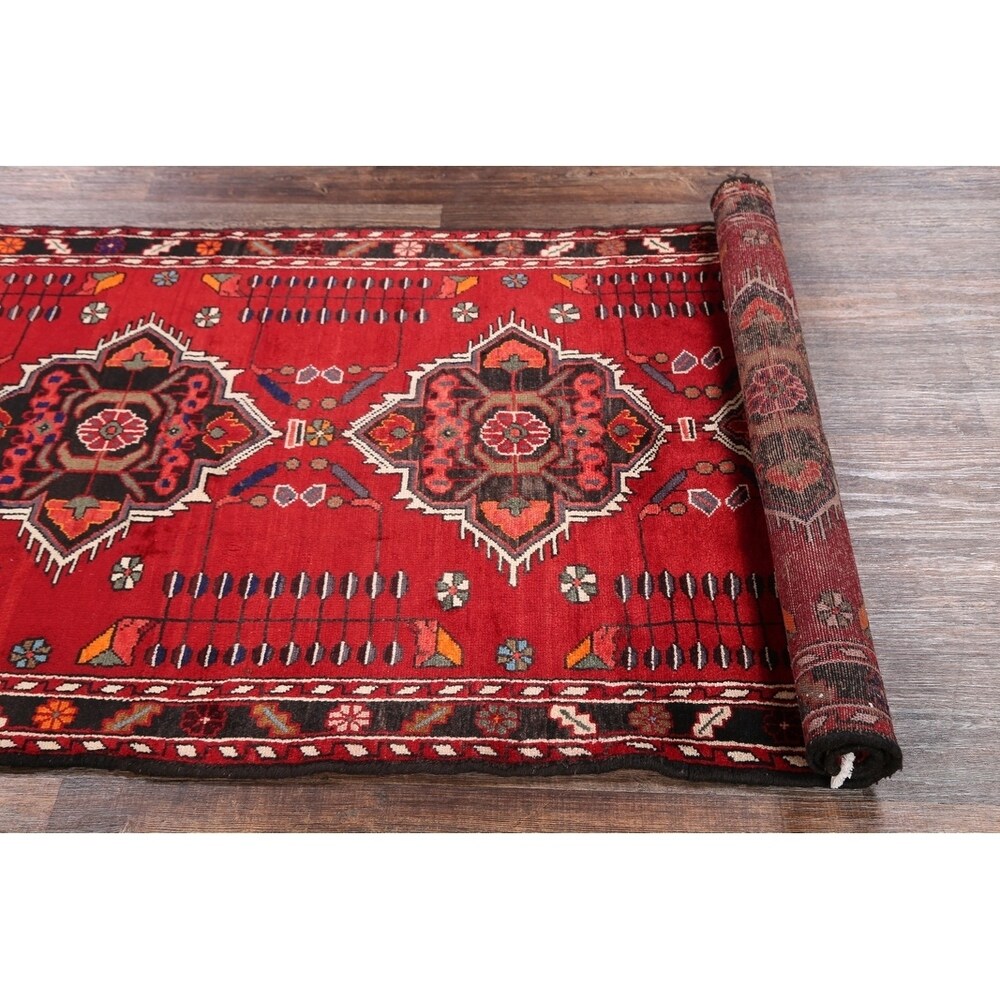 Traditional Malayer Hamedan Handmade Persian Wool Rug - 10'5" x 3'7" runner