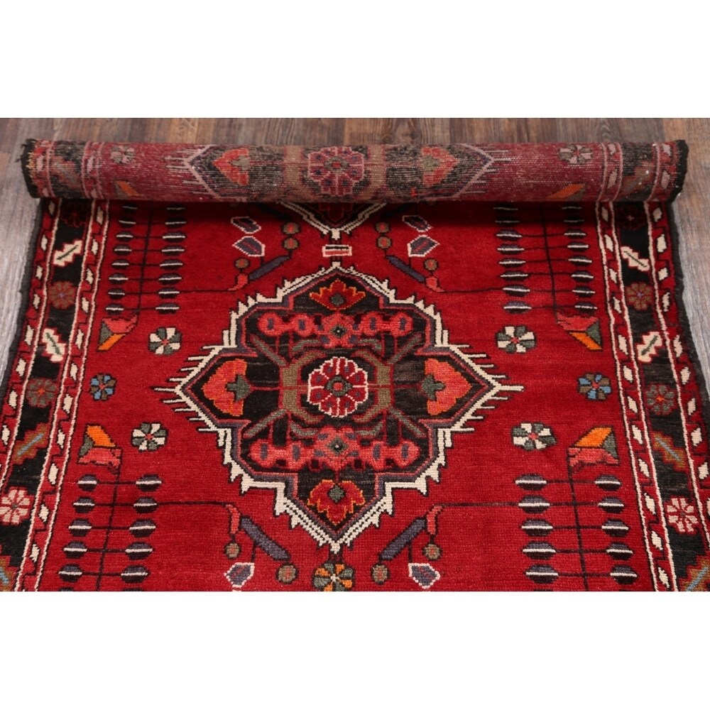 Traditional Malayer Hamedan Handmade Persian Wool Rug - 10'5" x 3'7" runner