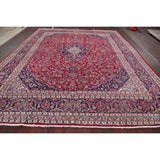Traditional Mashad Oriental Area Rug Hand Knotted Wool Persian Carpet - 12'6" X 9'9"