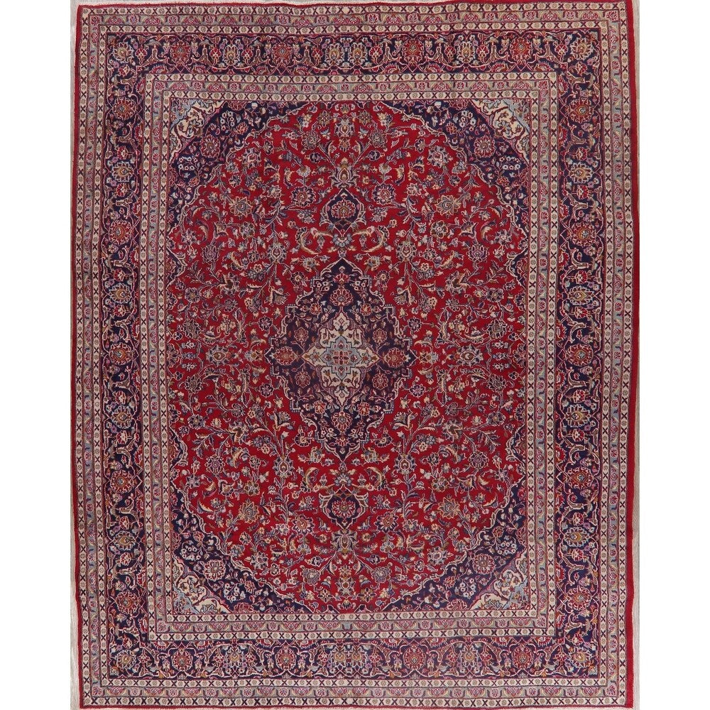 Traditional Mashad Oriental Area Rug Hand Knotted Wool Persian Carpet - 12'6" X 9'9"