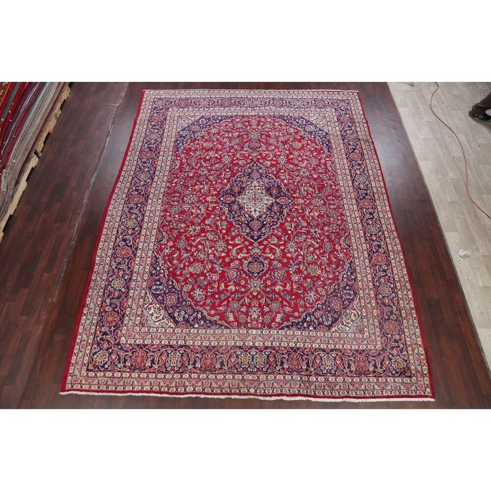 Traditional Mashad Oriental Area Rug Hand Knotted Wool Persian Carpet - 12'6" X 9'9"