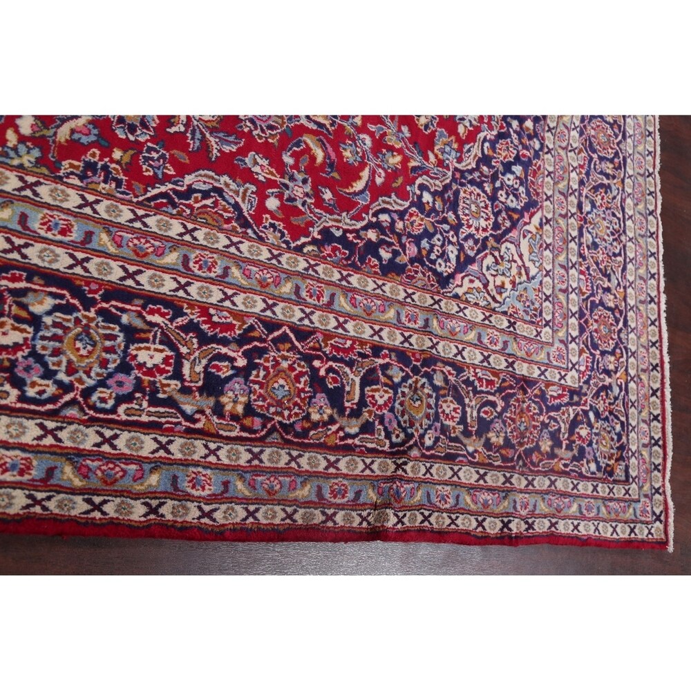 Traditional Mashad Oriental Area Rug Hand Knotted Wool Persian Carpet - 12'6" X 9'9"