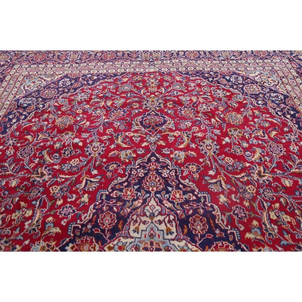 Traditional Mashad Oriental Area Rug Hand Knotted Wool Persian Carpet - 12'6" X 9'9"